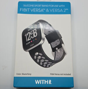 WITHit Silicone Strap Band for Fitbit Versa Versa 2 Lite SE - Black/Gray